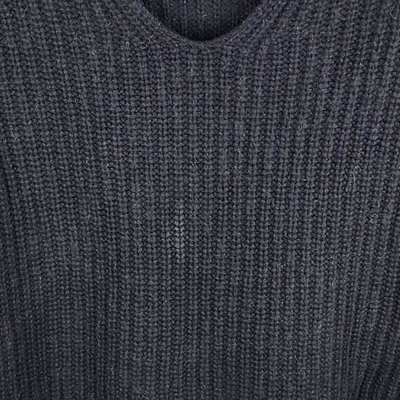 Pure Collection Wool Alpaca Blend Chunky Ribbed Knit V-Neck Sweater sz 4 - Picture 7 of 7